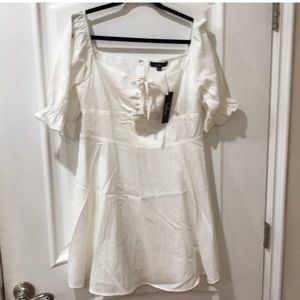 Lulus puff sleeve beautiful white dress size XL